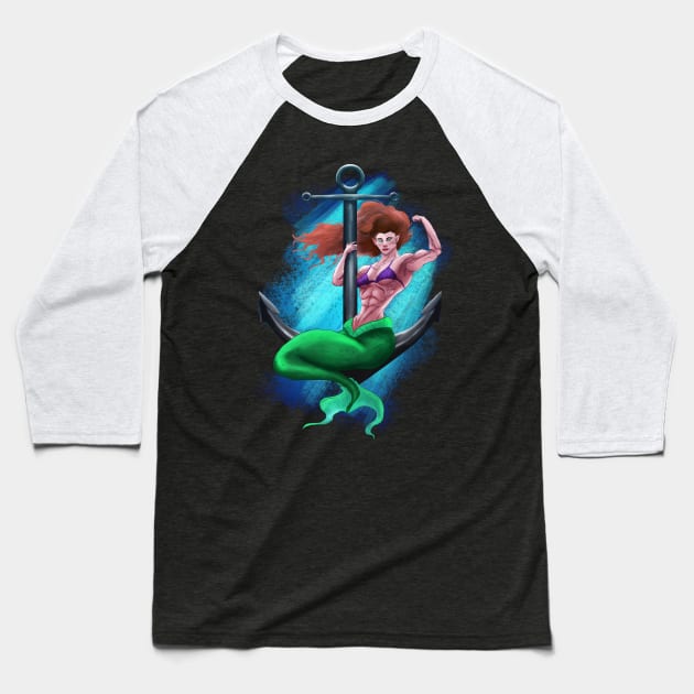 Muscle mermaid Baseball T-Shirt by Actualsuperhero